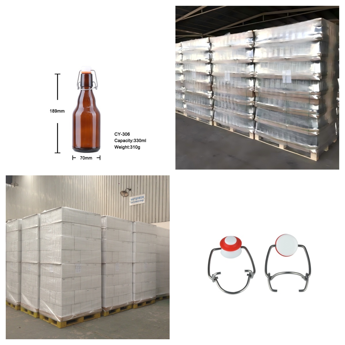 Amber Flint Beer 12 Oz Glass Bottles With Swing Top For Craft Brew 310g CY-306
