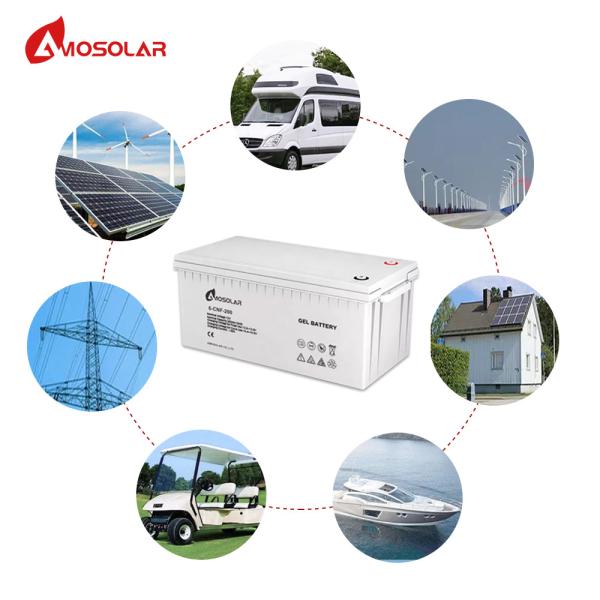 NO Chargeable Amosolar Gel Battery 12V 200Ah 250Ah 300Ah for Home Solar Panel Storage