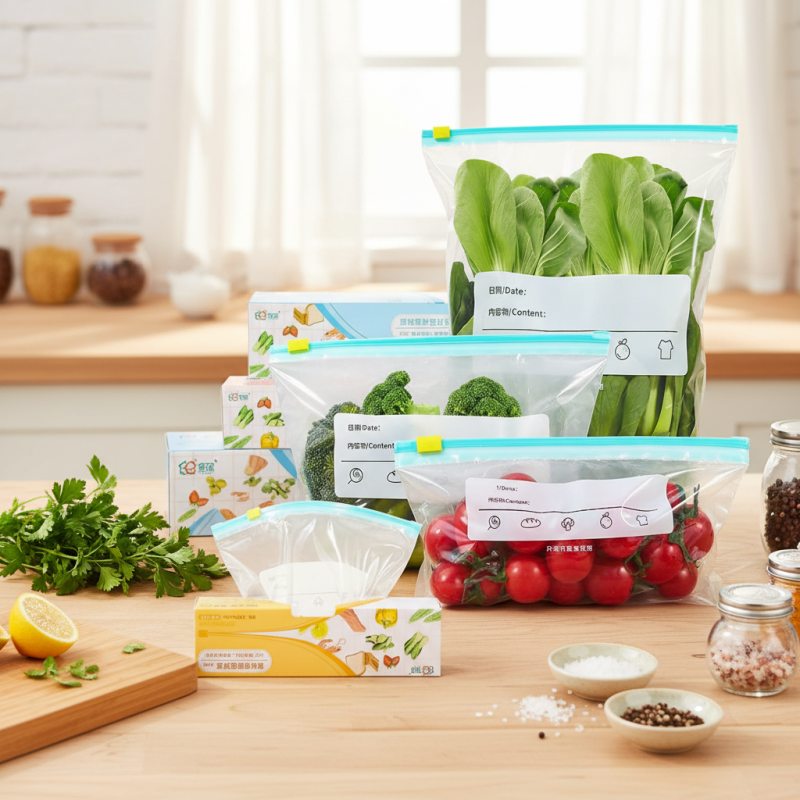 Custom Multi-Size Fresh Food Storage Bags - Resealable Reusable Pouches for Fruits/Vegetables with Date & Content Label
