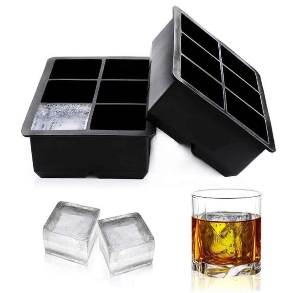 Square Ice Cube Trays Set BPA Free Reusable Mold for Whiskey Cocktails Bourbon Sample
