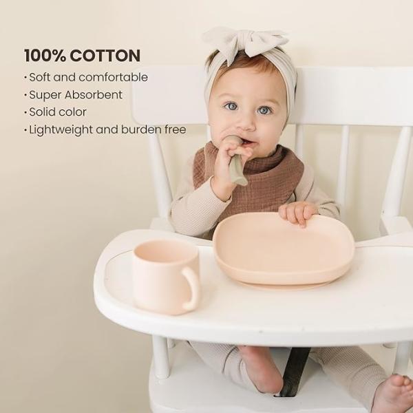 Plain Color Snap Bandana Bibs Muslin Teething Bibs Soft Skin Friendly Customizable For Baby