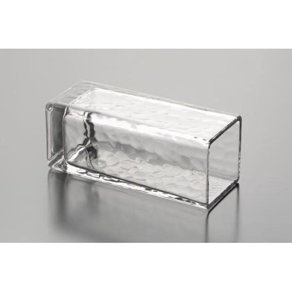 Square Clear Shaped Glass Vases Machine Pressed 7.8 Inch Height Modern Simple