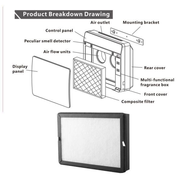 H10 8.6w 254nm 129mm Large Room Hepa Air Purifier