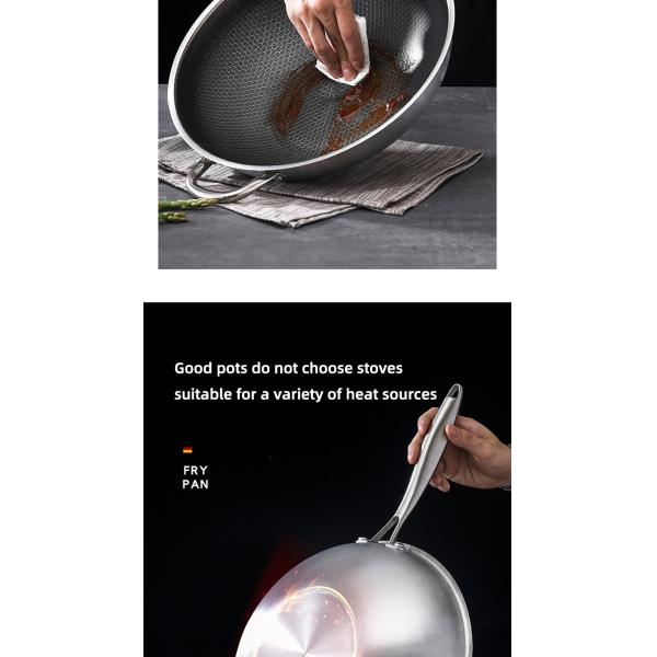 Direct Selling Kitchen 32cm 34cm Stainless Steel Honeycomb Fry Pan Non-stick Frying Pan
