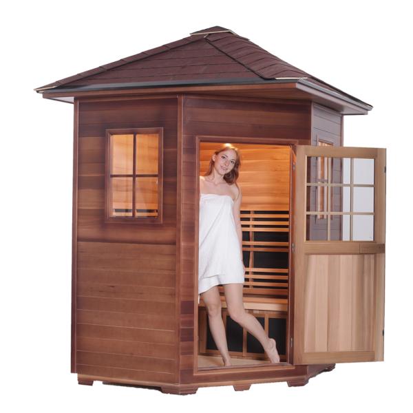 Carbon Panel Red Cedar Wooden Outdoor Sauna Traditional