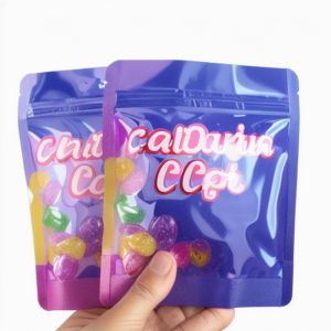 3.5g Custom Mylar Bags with Shape Window Zipper Stand Up Pouch | Food Grade