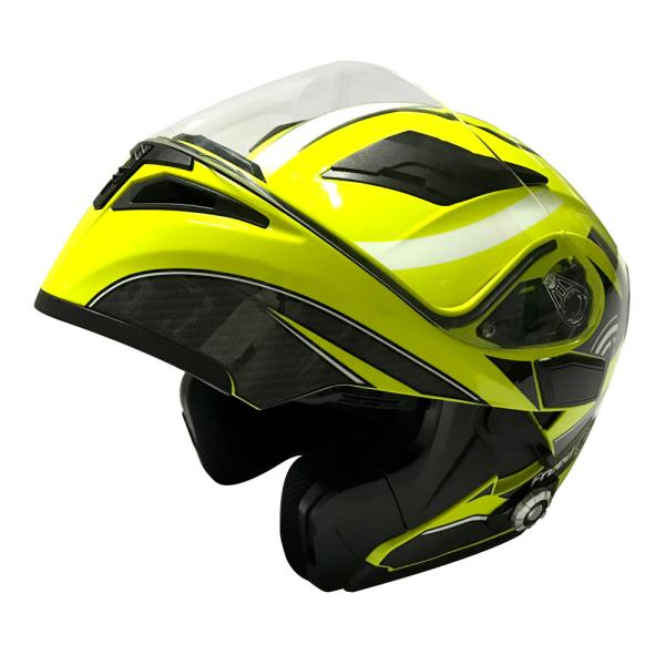 Double Visor Flip Up Motorcycle Modular Helmet Motorbike Bluetooth Earphones