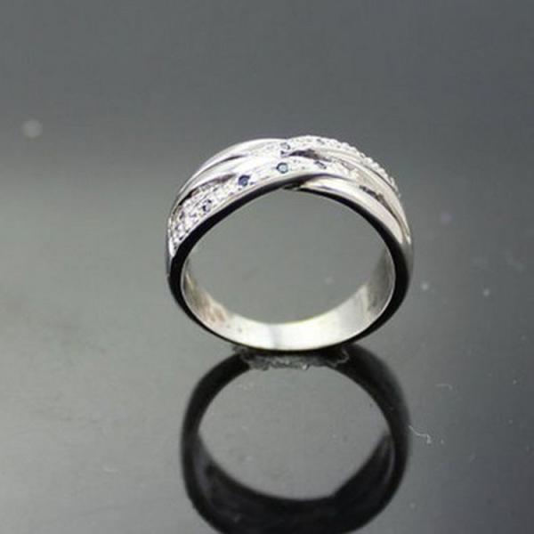 Women Jewelry 925 Silver  Green Cubic Zirconia Crossover Ring(FR0146)