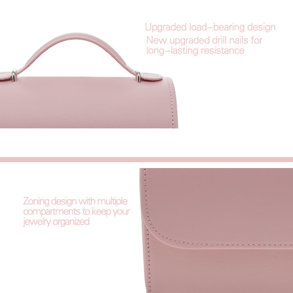 Serafil Thread Pink Portable Leather Jewelry Box With Handle