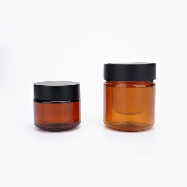 50ml Amber Cosmetic Jar with Screw Cap - Customizable Plastic Skincare Jar for Creams and Masks