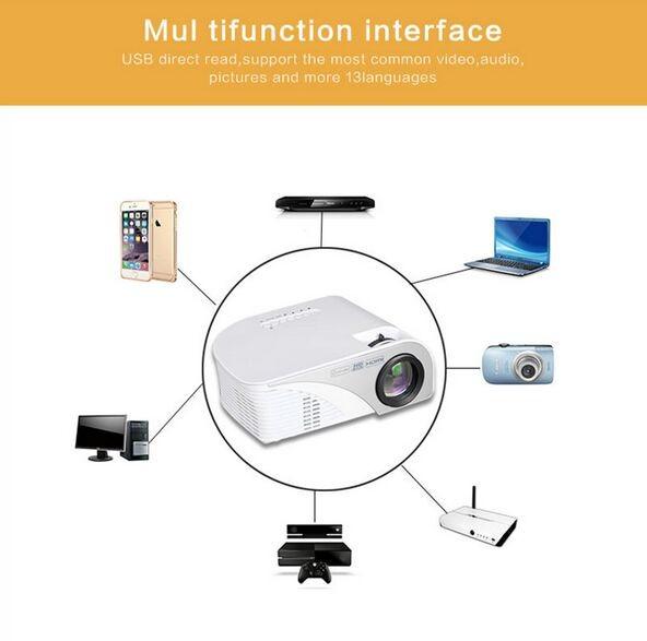 1200 Lumens 800x480 HDMI/AV/VGA/USB Input LED Video Projector HD Home Theater Projector