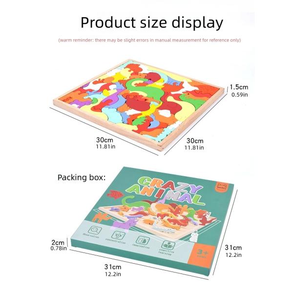 Children Learning Games Developing Kids Toddler Gifts Montessori Jigsaw Big Crazy Animal Puzzle Toys