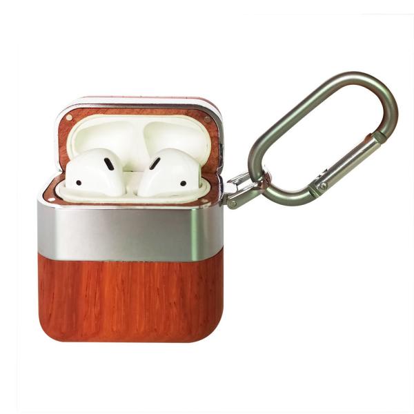 wood metal case protective cover compatible with apple airpods 2 and 1 blu tooth earphone