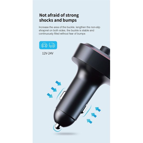 Smart Car FM Transmitter 18W Fast Charging Wireless Hands Free Bluetooth FM Transmitter