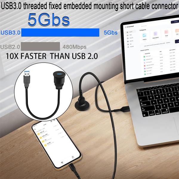 Специальное ремень USB3.0 молодняк Автомобильный панель приборной панели кабель круглая голова USB3.0 мужчина к женщине расширения кабеля водонепроницаемый кабель