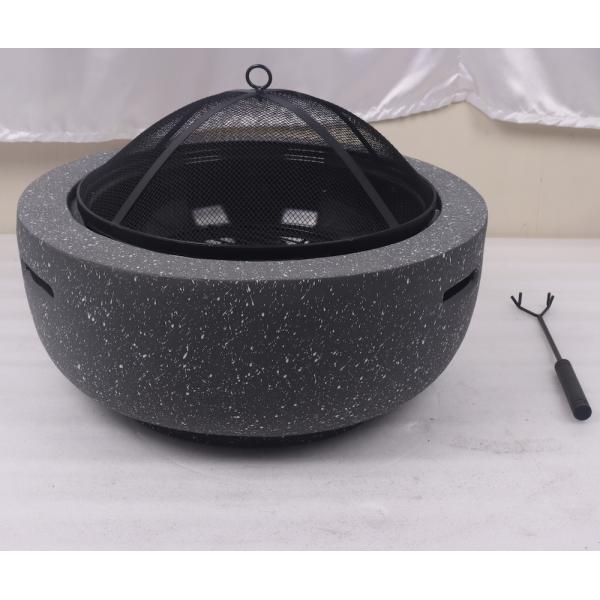 MGO Stone Barbecue Fire Bowl Painted Steel Fire Pit Cool Camping Accessories 59.5X34.5cm