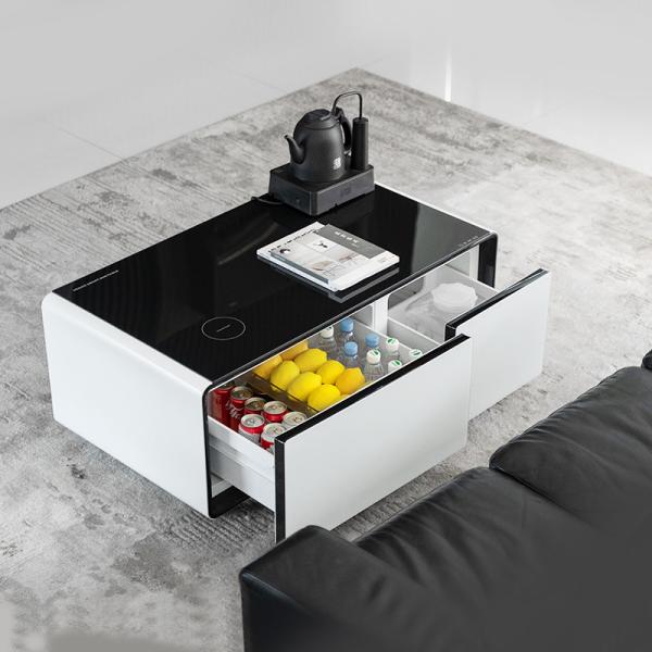 LED Light Coffee Table with Fridge Drawers and Cooling Storage 1020*585*472