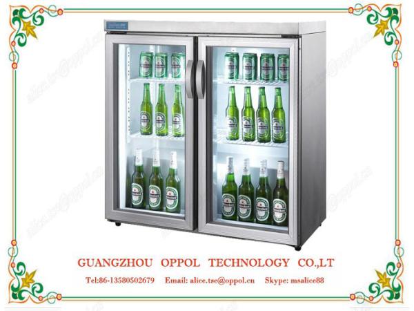 OP-301 Beer Drink Cooler Stainless Steel Frame Beer Display Freezer