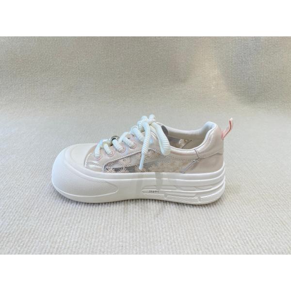 Round Head Womens Pink Casual Shoes Rubber Outsole Pink Casual Sneakers