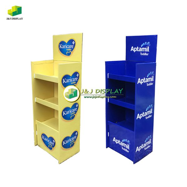 Corrugated Paper Advertising Exhibition Pop Floor Display Foldable for Milk Power