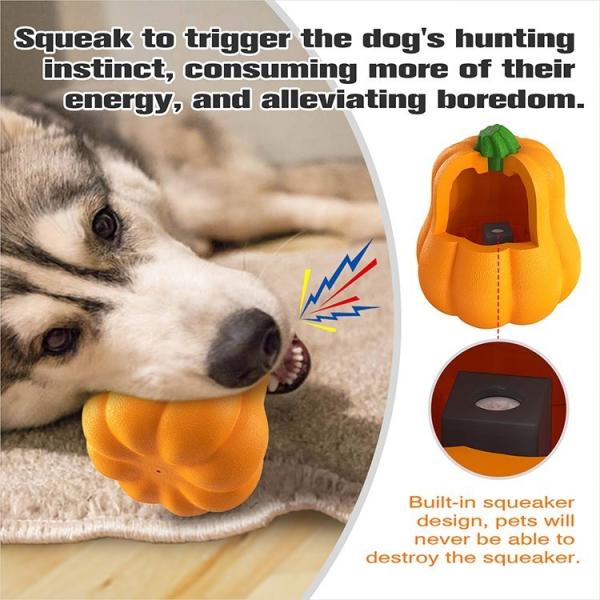 TPR Pumpkin Ball Shake Makes Giggle Sound Interactive Dog Toy for Herding and Training