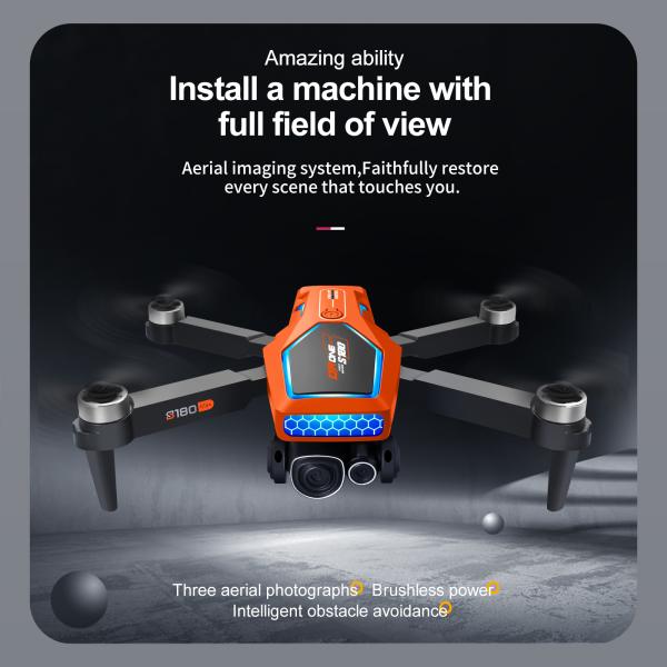 S180 Rc Brushless Drone HD Electrical Adjustment Aerial Photography Wifi Optical Flow Plastic 4 Axis Obstacle Avoidance