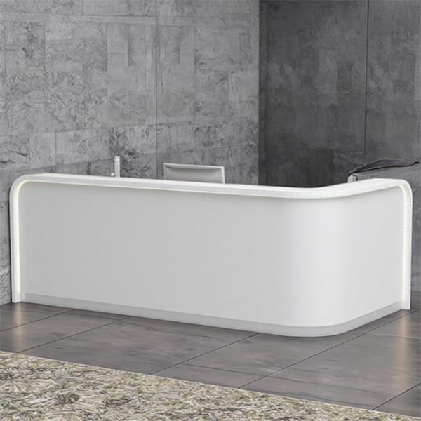 Encimera de piedra artificial con textura, mostrador de recepción de hotel, mostrador de servicio, escritorio de recepción de empresa, moderno y elegante, curvo