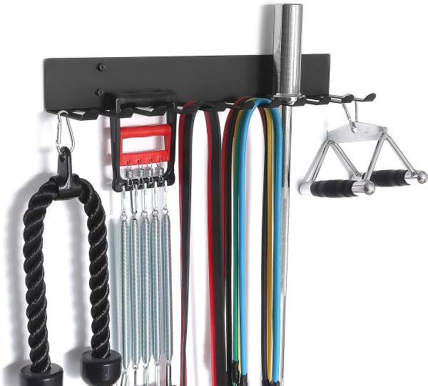 Revestimento em pó de ginástica armazenamento rack gancho organizador de parede flexível de ginástica para bandas de resistência