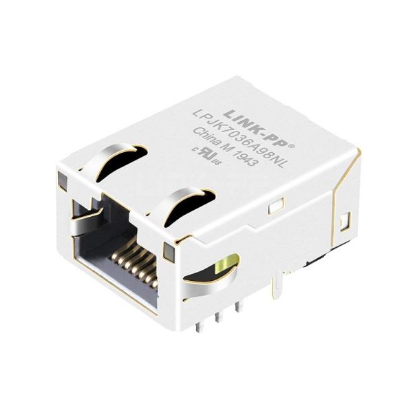 L829-1J1T-43-F Compatible LINK-PP LPJK7036A98NL 10/100/1000 Base-T Orange&Green/Yellow LED Tab Up Low-Profile RJ45 Pcb monté par prise électrique