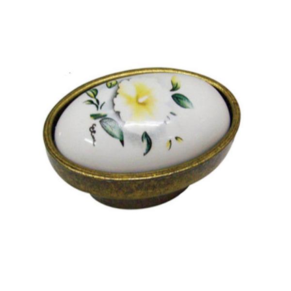 Kitchen Cupboard  Door Knobs Ceramic Handles Antique Bronze Oval Porcelain Dresser Pulls