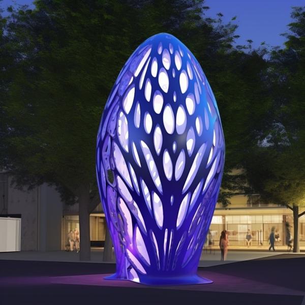 Escultura de arte de luz de metal que mejora los espacios al aire libre con belleza y luz