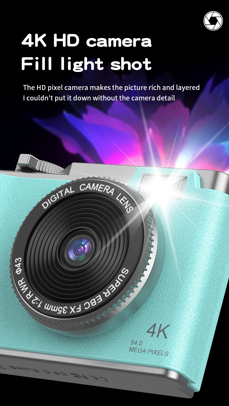 DLC 4K Ultra HD Flip Screen CCD Camera with 7.1x-16x Optical Zoom & 2.4