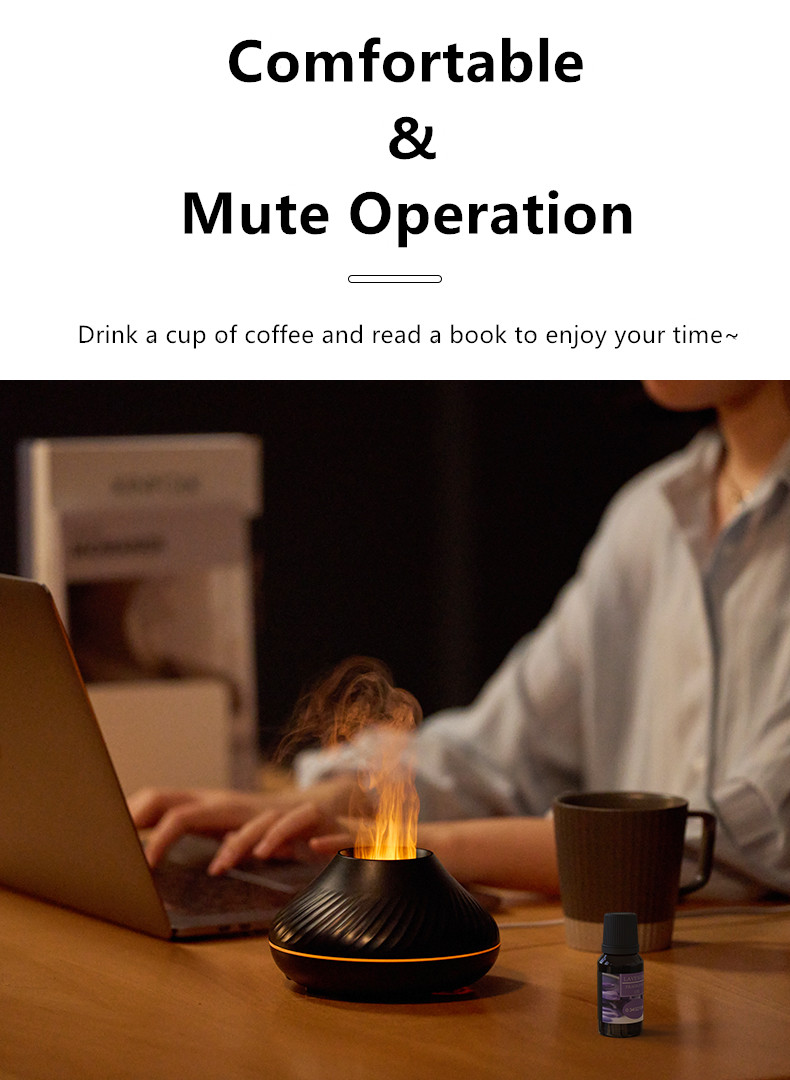 5V USB Essential Oil Ultrasonic Cool Mist Mini Humidifier 7 Color LED Light Portable Desktop Flame Aroma Diffuser