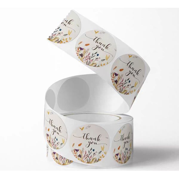 OEM Polyester Flower Wedding Thank You Stickers Bridal Shower Gift Tag
