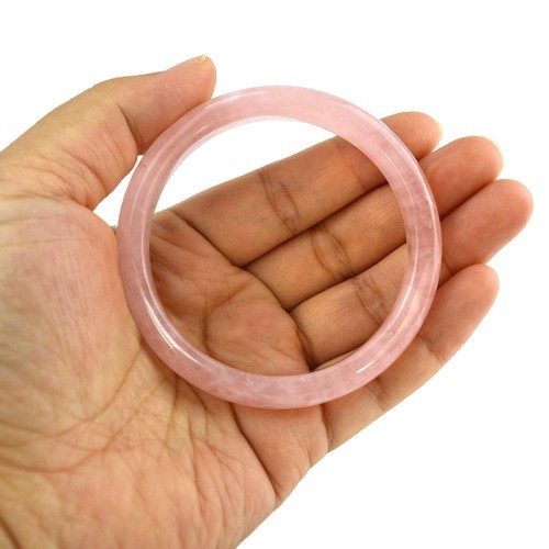 Customized Logo Availabled Natural Rose Quartz Bangle Bracelets For Woman Fashion Bangle For Love Healing Stone Girl Gift