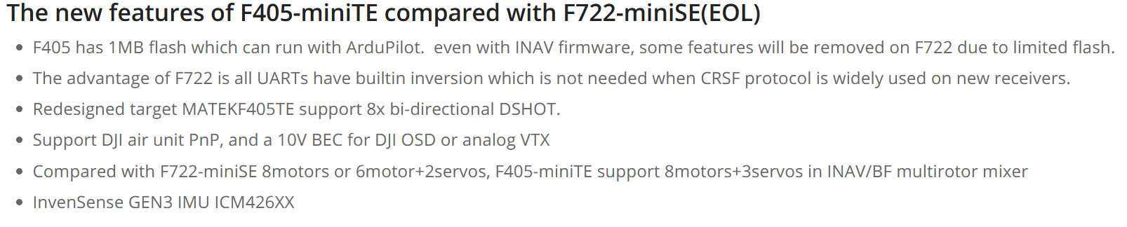 mateksys matek f405-minite flight controller 20xmm/30.5x mounting support blackbox/baro air unit ardupilot/bf/inav