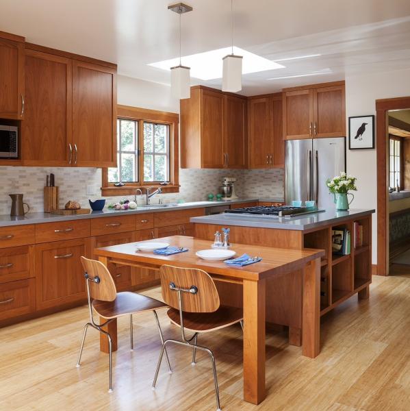 Brown Shaker Solid Wood Kitchen Cabinet Assemble Wood Texture