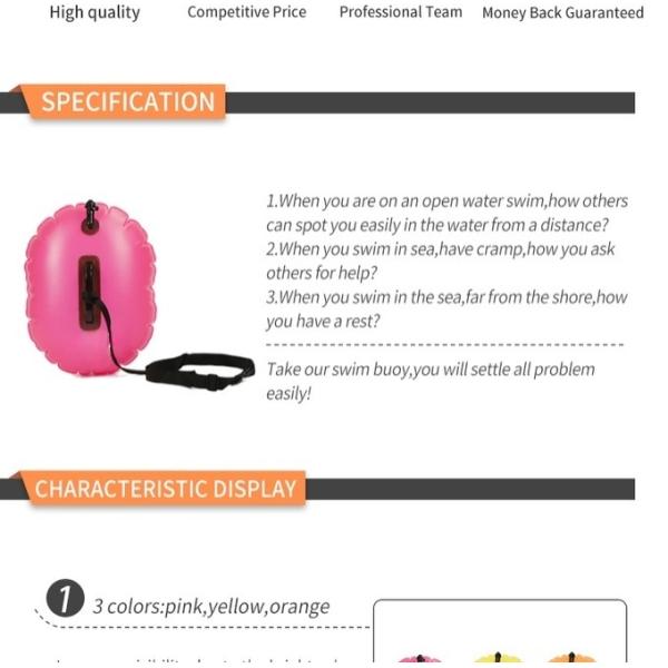 15L Triathlon swimming buoy dry bag For Boating Kayaking Fishing