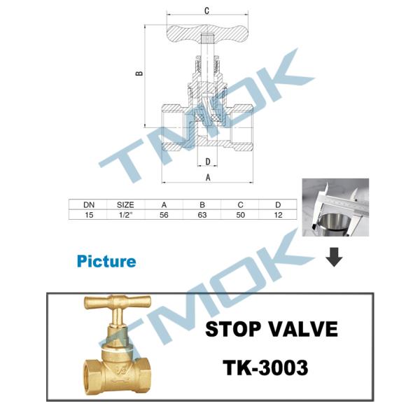 Toilet PTFE Full Port Forged Cock Brass Water Stop Valve 15mm