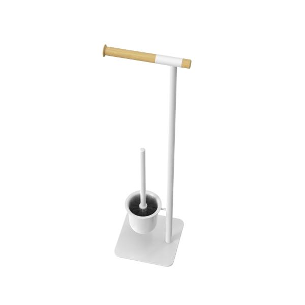 Professional Bathroom Accessories Modern Design Style Stainless Steel Free Standing Toilet Brush Holder And Paper Holder