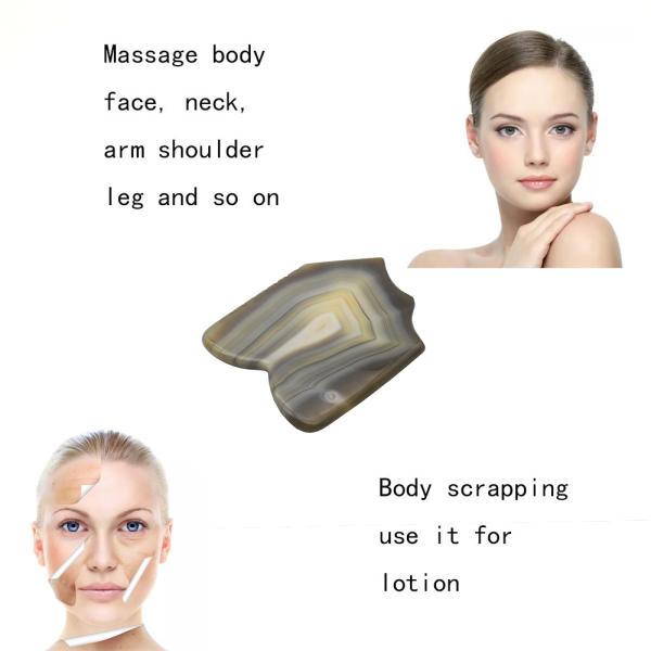 Body Health Care Grey Striped Agate Jade Gua Sha Stone Guasha Board Custom Massage Scraping Therapy Tool for Face and Body