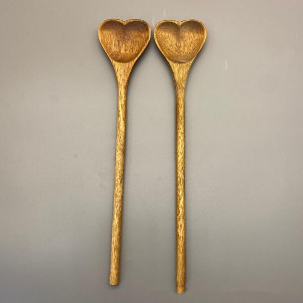 wooden heart shaped salad spoon