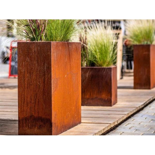 Customized Garden Rectangular Metal Flower Pot Corten Steel Planter Pots