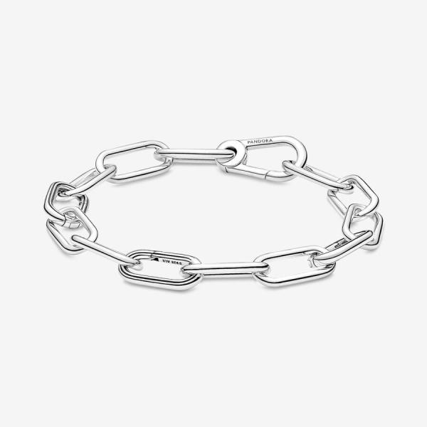Women's 925 ME Link Chain Sterling Silver Bracelet Bangle With Hook Clasp