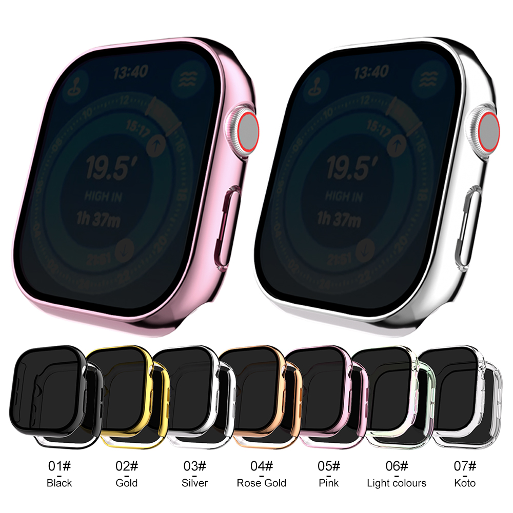 Eraysun Electroplating Anti-peeping Shell Film Integrated for Apple Watch Series10 42mm 46mm Protector Watch Case