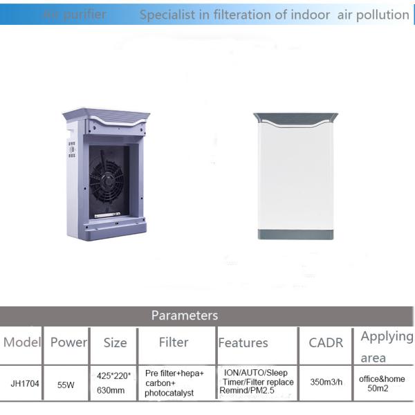 Child Lock 425*225*639mm 350m3/H Ioniser Air Purifier