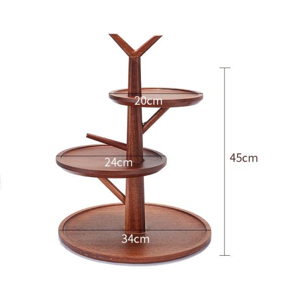 Wooden 2 3 Tier Snack Fruit Platter Candy Tray Dessert Display Shelf Decoration Wedding Cake Stand