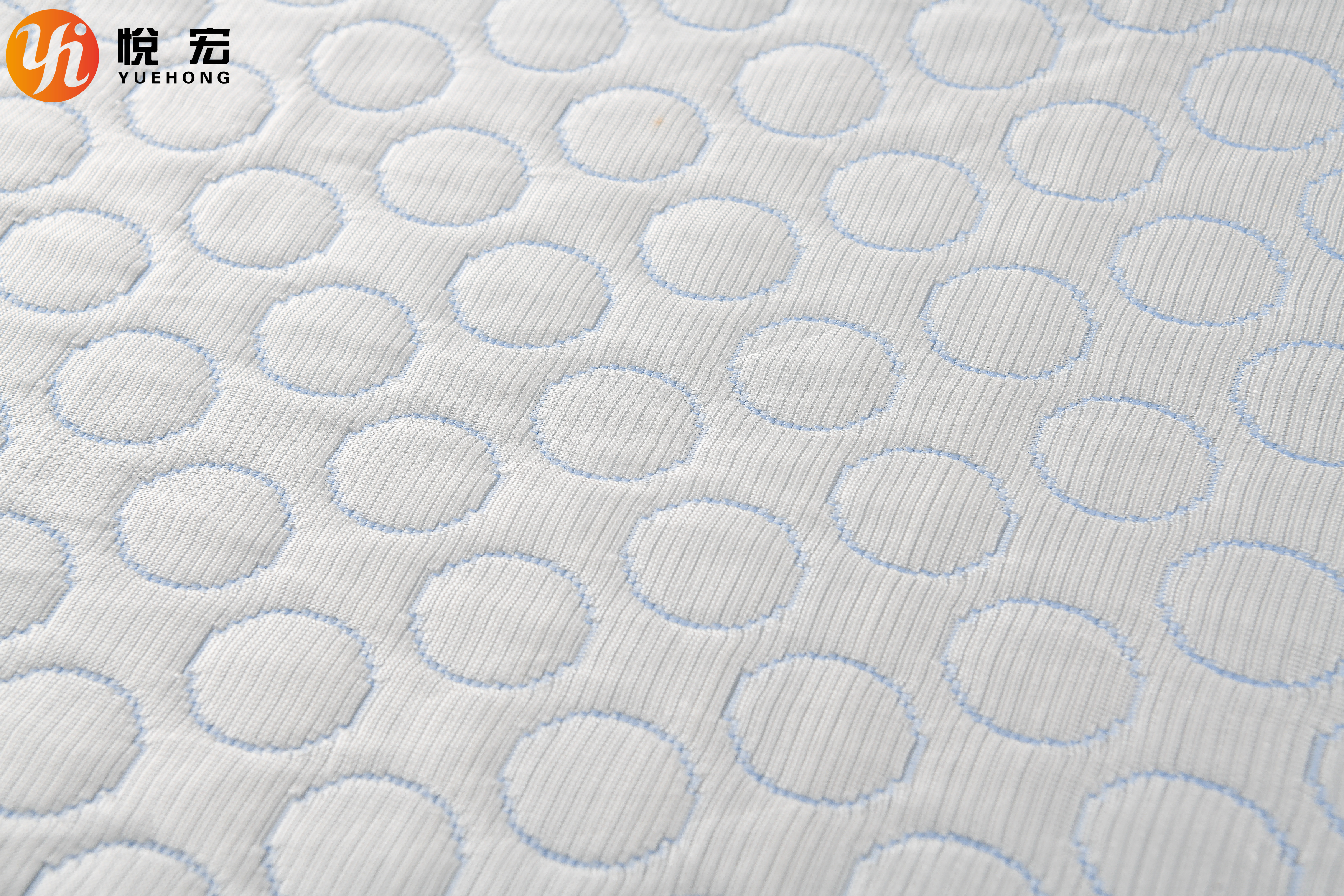 Blue Dot Air Layer Fabric 4 Way Stretch White UV Protection Scuba Knit Fabric