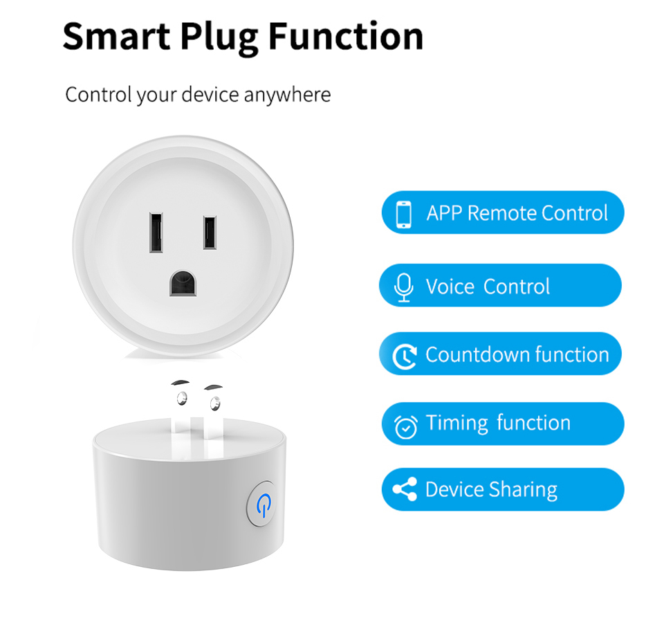 US-to-Universal Smart Plug with 20A High Capacity WiFi Remote Control and Voice Control for Smart Home Automation