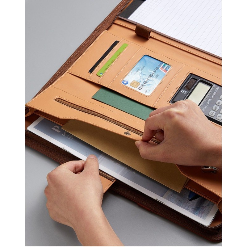 Waterproof Zipper Business Portfolio Folder Clipboard With Handle Portable Document Organizer Bag